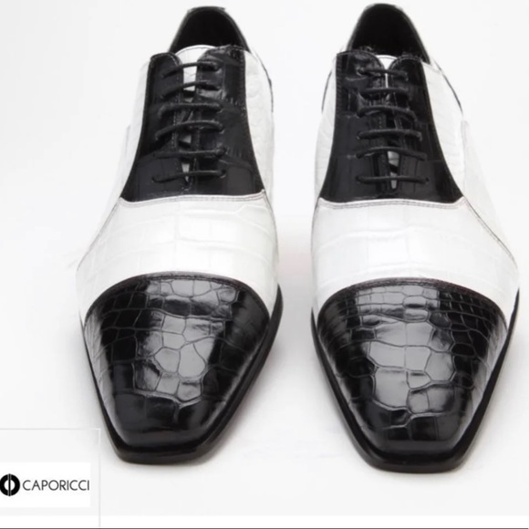 Caporicci 201 Genuine Alligator Spectator Shoes Black / White - Picture 13 of 16